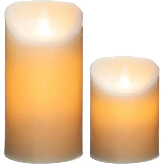 Atmosphera Led stompkaarsen set - 2x stuks - Warm licht - 10 en 20 cm Wit