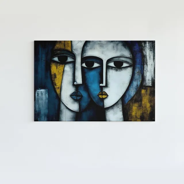 Trendex Global Canvas Schilderij - 2 Gezichten- Abstract - 90x60x2 cm Kleurrijk