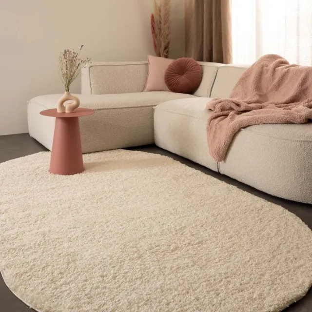 Tapeso Vloerkleed ovaal hoogpolig - Shaggy Trend crème 300x400