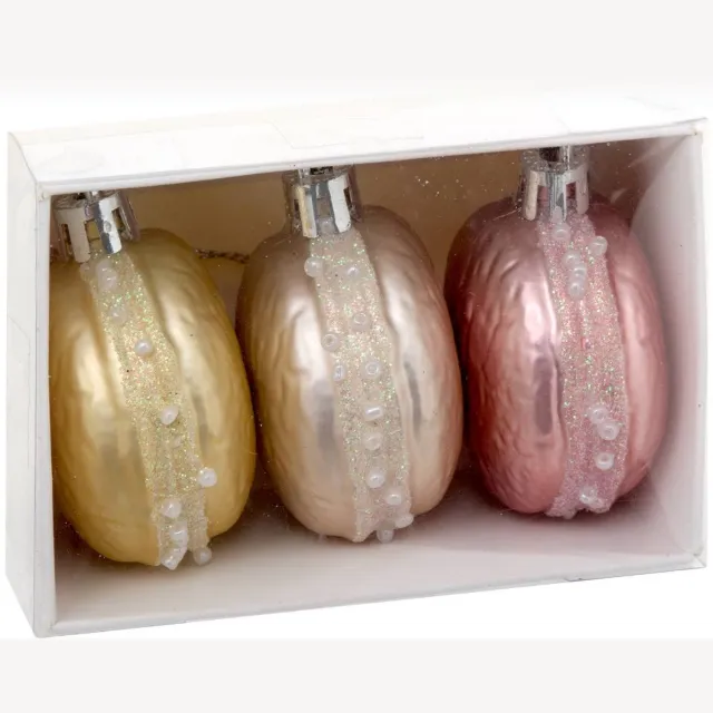 Feeric lights & Christmas Set van 3 pastelkleurige plastic kerstboomversieringen in de vorm van macarons, diameter 5 cm Multicolore
