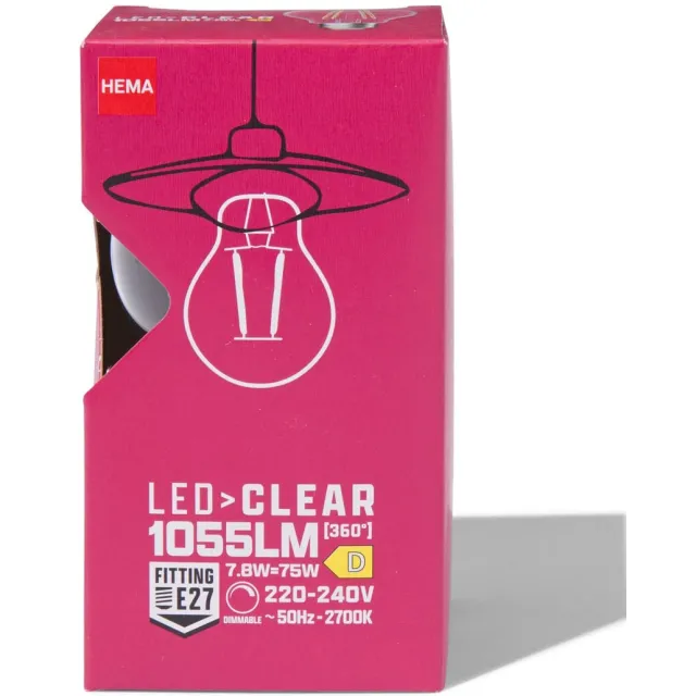 HEMA Led peer clear E27 7.8W 1055lm dim