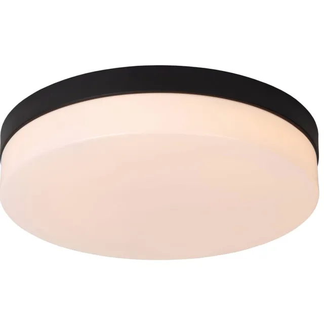 Lucide BISKIT - Plafonnière Badkamer - Ø34,5 cm - LED - 1x24W 2700K - IP44 - Beweging & dag/nacht sensor - Zwart