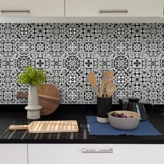 Ambiance Sticker Zelfklevende tegelmuurstickers voor keuken en badkamer - 9 DORIANE AZULEJOS tegelstickers - 9 stickers 10x10cm Multi color