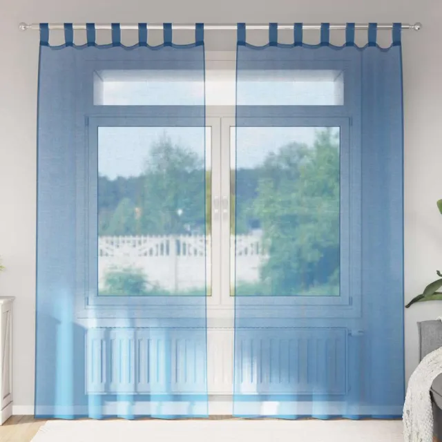 vidaXL Gordijnen voile met roedezakken 2 st koningsblauw blauw