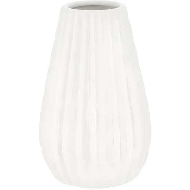 Cepewa Bloemenvaas Elisa - wit - H15 x D10 cm - keramiek - kegelvorm - vaas