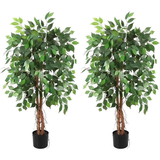 Triumpunpre 120cm Kunstmatige vijgenboom, realistische bladeren, decoratie voor binnen en buiten, perfect groen voor thuis en kantoor