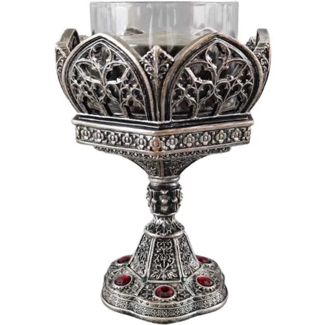 Veronese Design Kathedraal Zeshoekige Kaarshouder - handbeschilderd - (hxbxd) ca. 15cm x 11cm x 10xcm bronskleurig