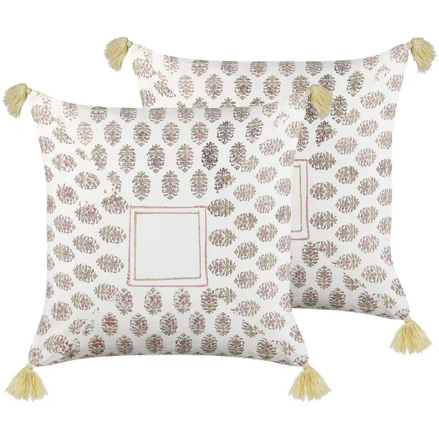 Beliani SETOSA - Sierkussen set van 2 - Multicolor - 45 x 45 cm - Katoen Meerkleurig