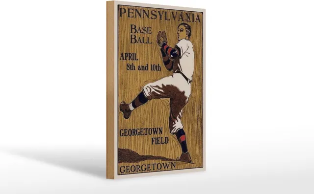 Femer Holzschild Retro 20x30cm Pennsylvania Baseball April 8th