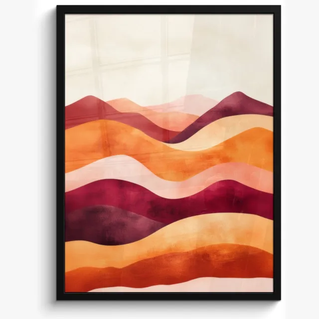 FrameYourWall Poster in lijst - Fotolijst 50x70 cm - Posters - Abstract - Landschap - Golven - Posterlijst zwart - Decoratie - Wanddecoratie woonkamer - Muurdecoratie slaapkamer