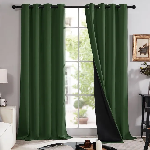 Deconovo Oogjes Verduisterende Gordijnen, Thermisch isolerende Slaapkamer Gordijnen, Multifunctionele 100% Verduisteringsgordijnen voor Woonkamer, 140 x 240 cm(BreedtexHoogte), Groen, Set van 2