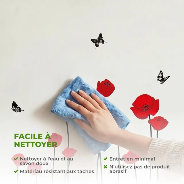Ambiance Sticker Decoratieve muurstickers, zelfklevend, rode klaprozen Multi color