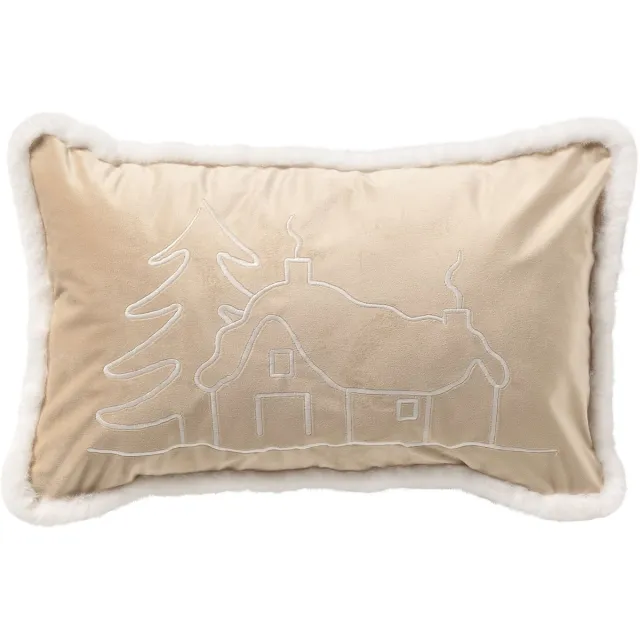 Textino ALPES - sierkussen 30x50 cm - kerst - Bleached Sand - beige Lichtbeige