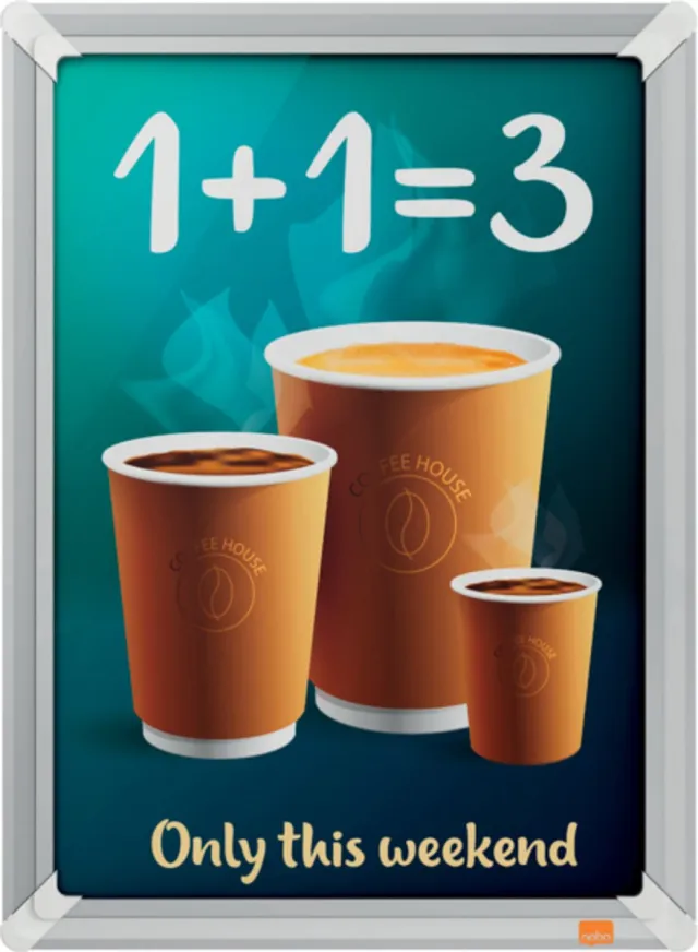 Nobo Premium Plus A3 Clicklijst - Aluminum rand - incl. muurbevestiging Zilver