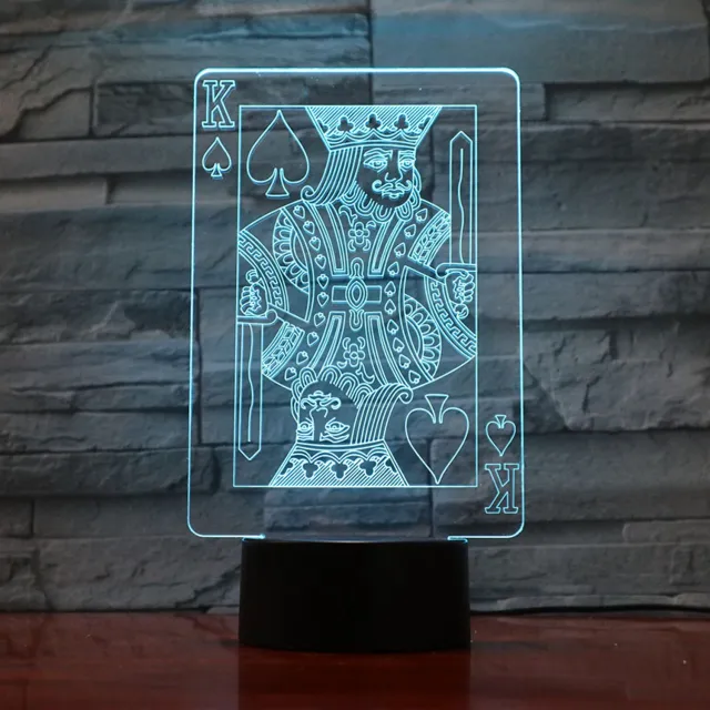 MC Living 3D Led Lamp Met Gravering - RGB 7 Kleuren - Koning Kaart
