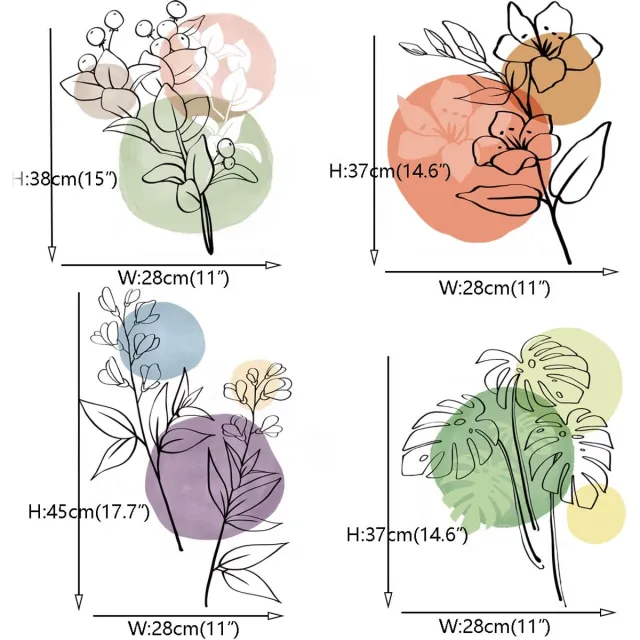 Ibenzoa Decoratieve wandstickers met boho bloemen voor elke leefruimte Meerkleurig