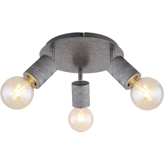 Globo Plafondlamp Woonkamerlamp Eetkamerlamp Plafondspot Spotlight, metaal aluminium zilver, 3 vlammen, H 16 cm