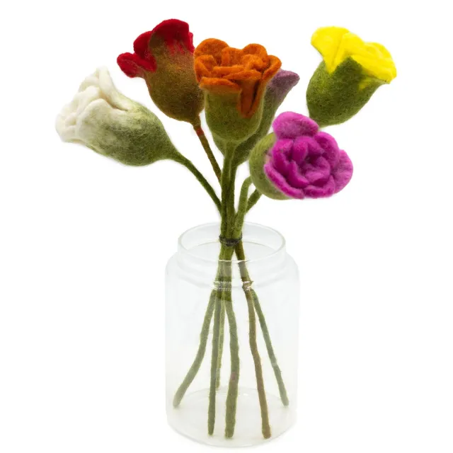 Ancient Wisdom 6 x Ancient Wisdom - Droogbloemen - Vilten bloemen multicolor one size - decoratie - kunstbloemen - interieur - viltbloemen - bloemenstuk6