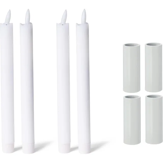 Novaliv 4x magnetische kaarsenhouders 2,8x7,5cm wit met LED-kaarsen echte wax flikkerend effect kaarsenstoker kersttafeldecoratie adventskrans kaarsenhouder woonkamerdecoratie kaarsenhouder