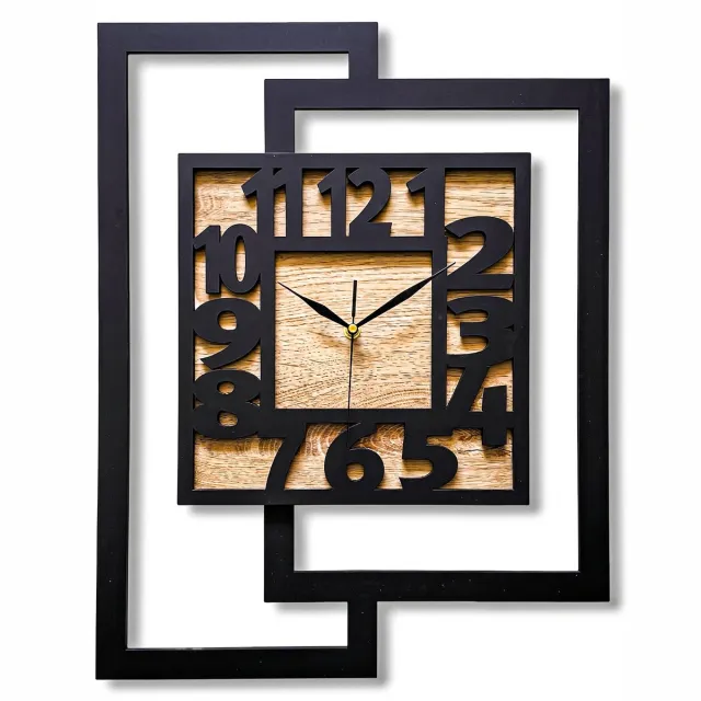 Ornament Handgemaakte Grote Houten Wandklok – Modern Minimalistisch Design, Rechthoekig Verticaal, Leesbare cijfers, Geruisloos, Zonder Tikkend Geluid – Voor Woonkamer, Slaapkamer,Keuken – Unieke Wanddecoratie,Industrieel Design & Stil Uurwerk,licht eikenhout zwart - licht eikenhout