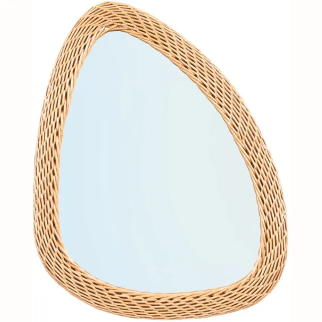 Giftdecor Spiegel Bali - rotan - organische vorm - 49 x 65 cm - wandspiegel Bruin