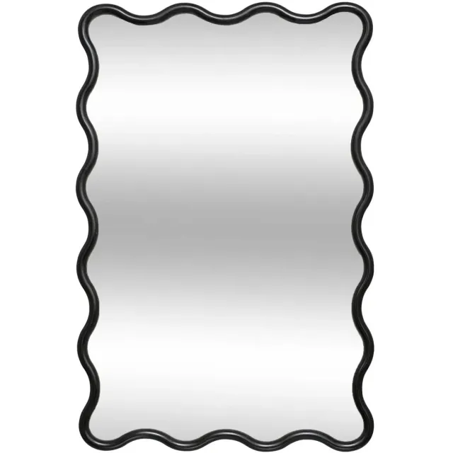Atmosphera Wandspiegel Waves - zwart - 89 x 59 cm - kunststof/glas - hangspiegel - ophangbaar