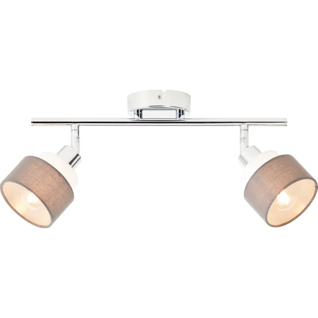 Brilliant 2-lichts plafondlamp Naples chroom met wit - 99992/22 Chroom Grijs Wit