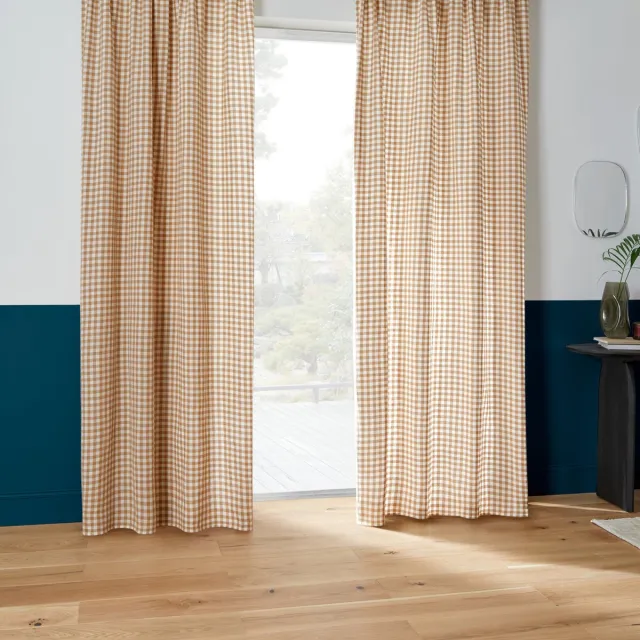 Atmosphera Créateur d'intérieur® Gordijn met vichy-motief van katoen GROOVE Beige lin