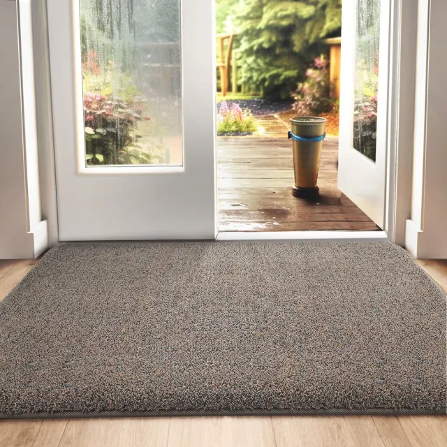 Ibenzoa Absorberende Antislip Deurmat voor Binnen en Buiten, Wasbaar en , 50x80 cm, Bruin-Blauw grijs