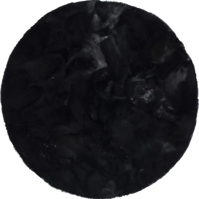 Pergamon Luxe Super Zachte Bont Vloerkleed Tapijt Plush Rond Zwart