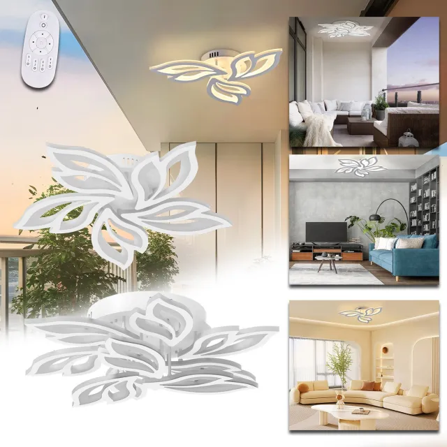 Froadp 96W Dimmbar Led Plafondlamp Bladvorm-ontwerp Platte Led Voor Woonkamer En Slaapkamer Met Afstandsbediening IP44 Dimbaar