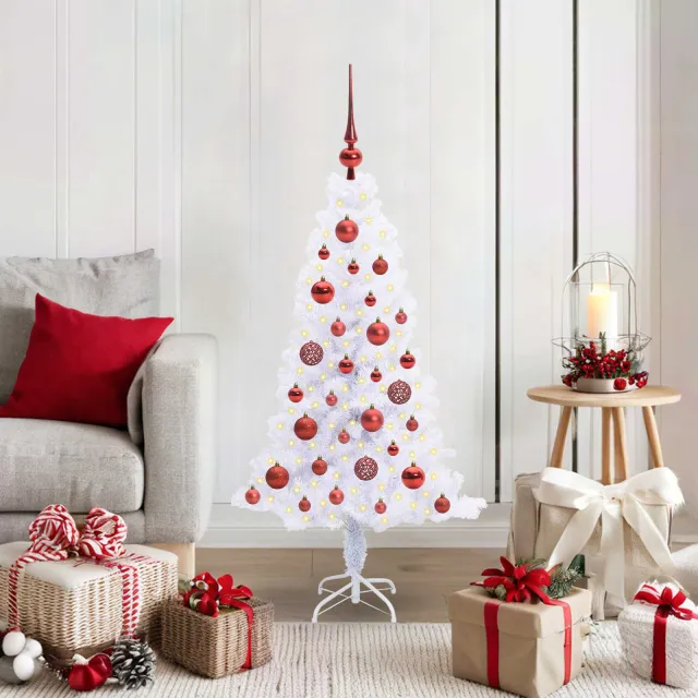 vidaXL Kunstkerstboom Wit 120 cm PVC en staal