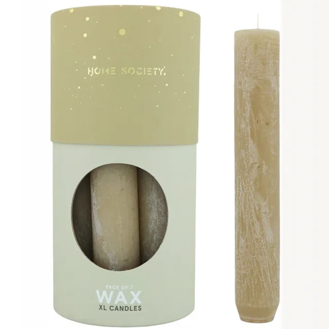 Home Society Diner Candle XL - Doos 7 stuks - Beige - Rond 3,4 cm - 21 cm hoog