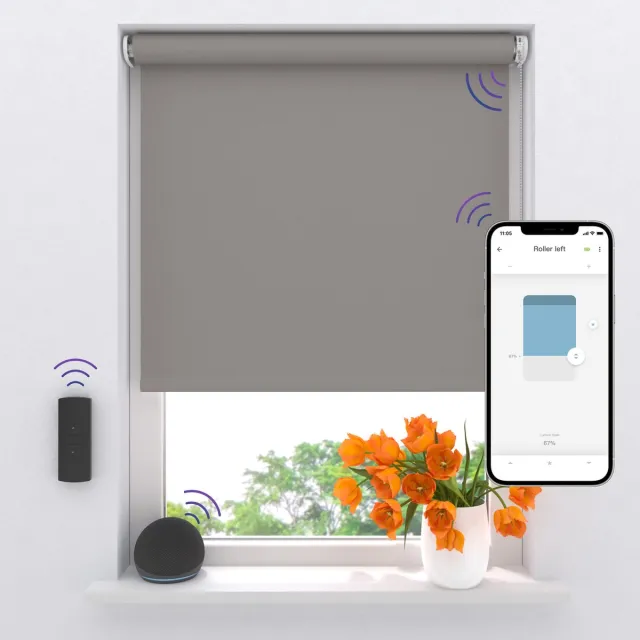 DTCH Elektrisch Rolgordijn Verduisterend - Easy Texture - Light Grey - 80 x 190 cm - Motionblinds CMD-02-P