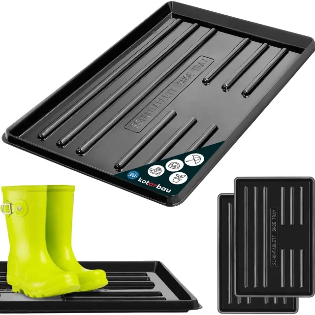 KOTARBAU 2 stuks Schoenenlekbak, Lekbak Schoenen, Kunststof, 60 x 40 cm, Zwart, Schoenendruipbak, Schoenmat, Laarzen Afdruipmat, Lekbak voor Natte Schoenen, Schoenafdruipbak, Schoenenschaal
