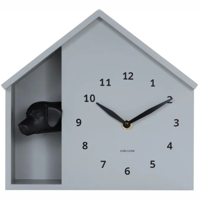 Karlsson Wandklok Peeking Doggy - Grijs - 24.9x24.9x27cm - Wandklok Modern