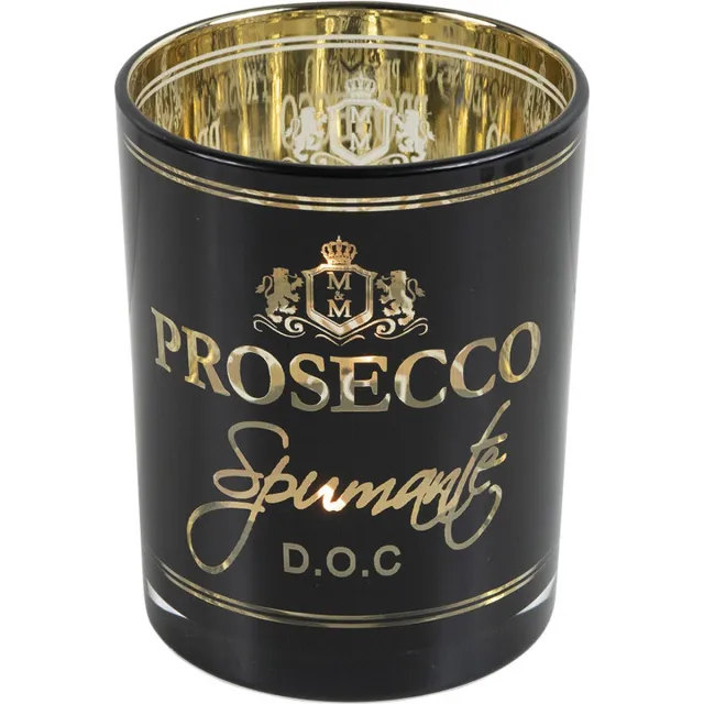 Mars & More Theelichthouder wijn prosecco zwart medium 12cm