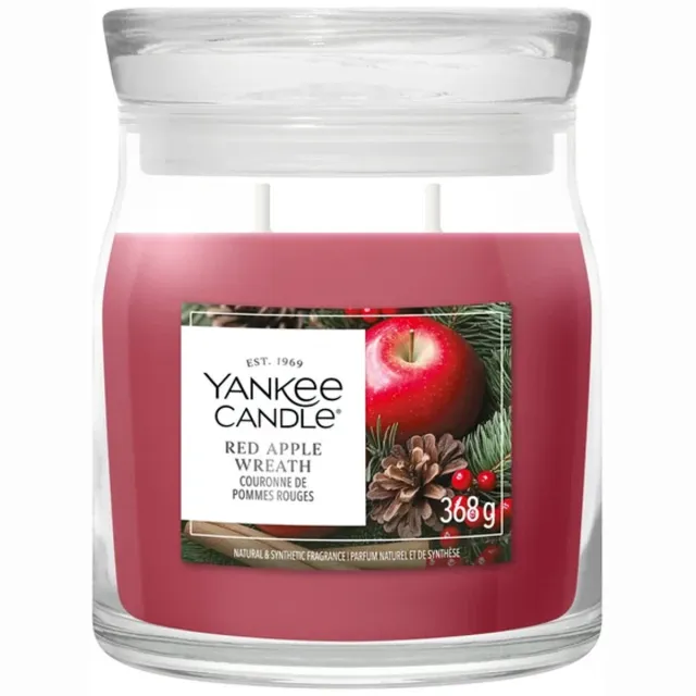 Yankee Candle Red Apple Wreath Medium Geurkaars - 50 branduren - 2 lonten Rood