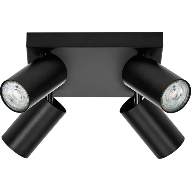 LEDVANCE LED SPOT OCTAGON PL 4 x 3,4W, GU10, 920lm, zwart, 2.700K kleurtemperatuur, warm witte lichtkleur, tijdloos, vervangbare ledlamp, ideaal voor interieurs, CRI 90, verstelbare koppen, dimbaar
