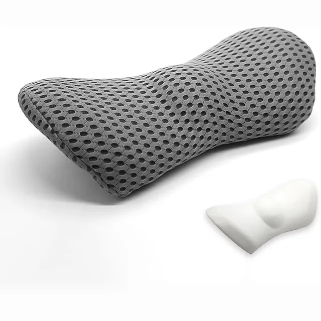 FLITI Memoryschuim lendenkussen - ergonomisch - voor drukverlichting - voor bed, stoel, autostoel en bureaustoel - rugsteunkussen - voor langdurig zittenden - donkergrijs - 1 stuk