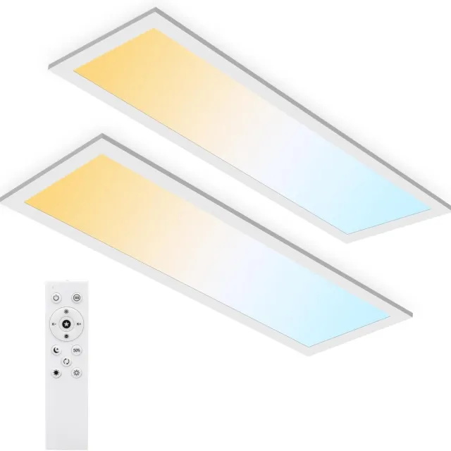 Oraymin 2 stuks LED Plafondlamp 58x20 Wit - Modern - Dimbaar - Afstandsbediening - Keuken