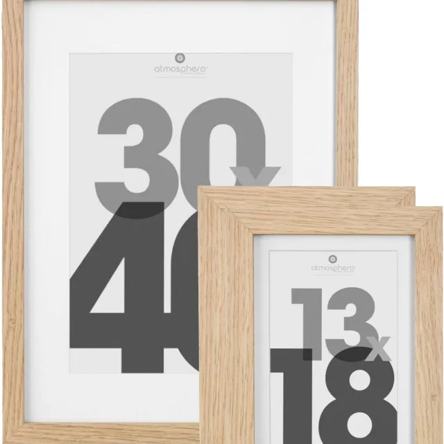 Atmosphera Fotolijstjes set van 3x stuks - 1x voor 30 x 40 cm - 2x voor 13 x 18 cm - naturel - fmodern/strak ontwerp