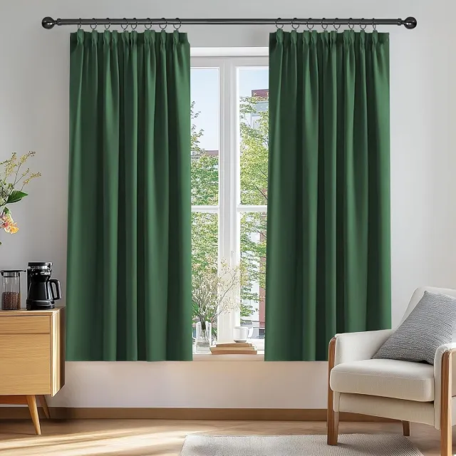 HOOMstyle Verduisterende Gordijnen - Hoogwaardig Polyester - Set van 2 - 117x138cm Donkerlentegroen