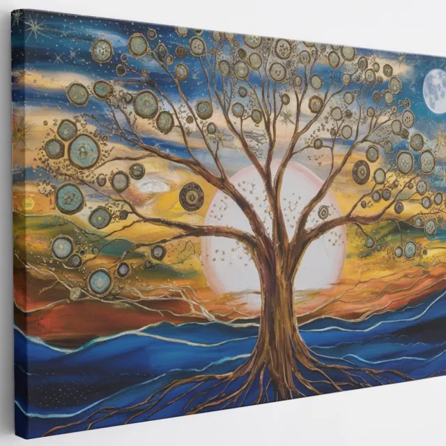 Saammp Canvas Schilderij - Spirutele boom - Abstract - 30x20 - Foto op canvas - Wanddecoratie - Muurdecoratie Woonkamer - Slaapkamer decoratie - Canvas Print Multicolor