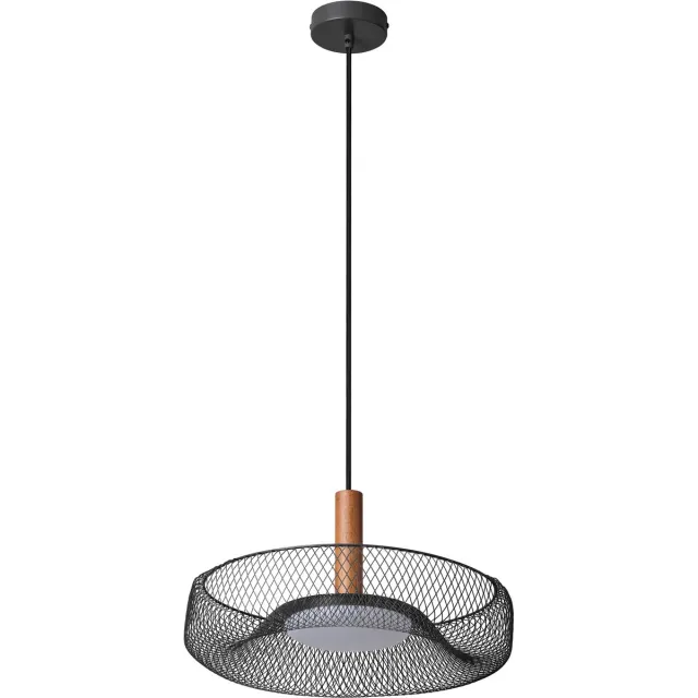 Osram Decor Mesh LED Hanglamp, Zwart Metaal Hout, 400mm, 18,5W, 1160lm, 3000K warm wit, Ra >80