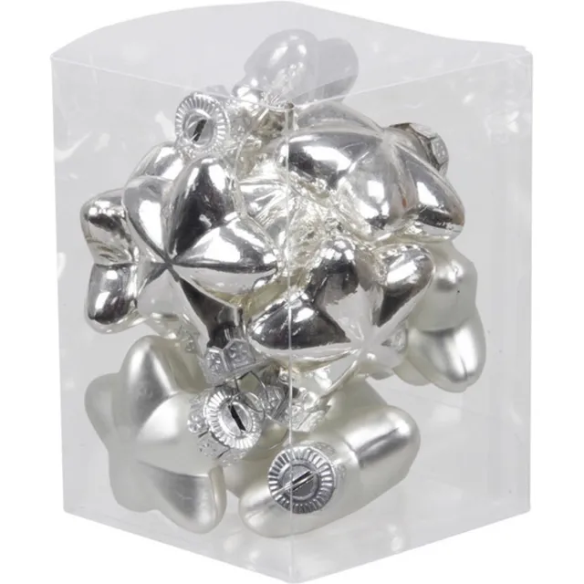 Othmar Decorations Kerstornamenten - sterren - 12x st - zilver - 4 cm - glas - kerstversiering
