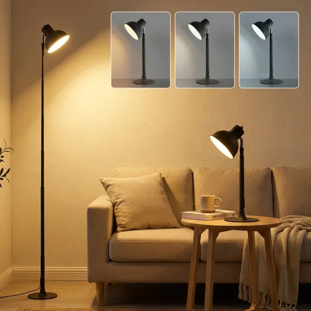Rosnek 2-in-1 Tafellamp en Vloerlamp - Dimbaar - Staande Leeslamp - Dimbare Bureaulamp en Sfeerlamp - In Hoogte Verstelbaar - Woonkamer, Slaapkamer & Kantoor Zwart