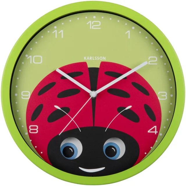 Karlsson Wandklok Peekaboo Ladybug - Groen - 30.8x4.5x30.8cm - Wandklok Scandinavisch