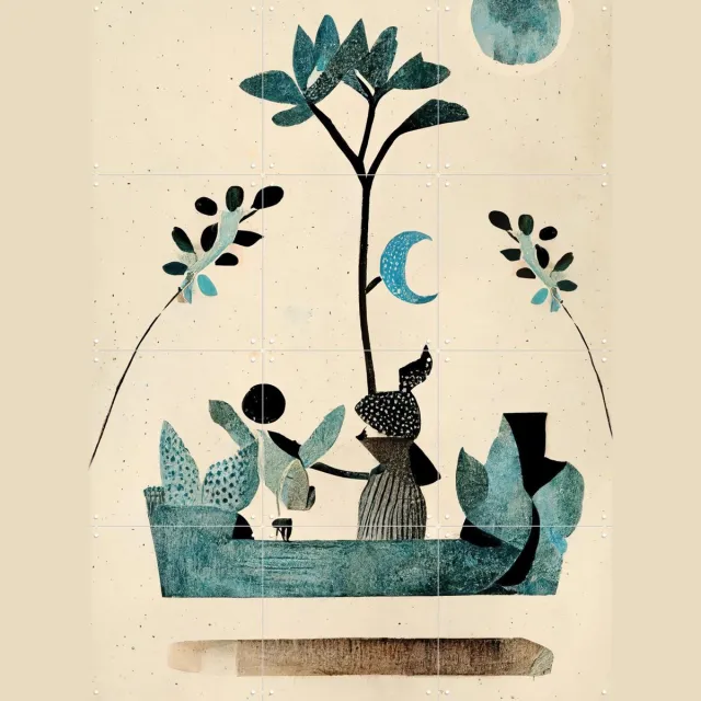 IXXI My Fantastic Journey, Treechild & Various - 60 x 80 cm - Grote wanddecoratie en posters - Collage, Speels, Gemengde Technieken, Illustraties Blauw