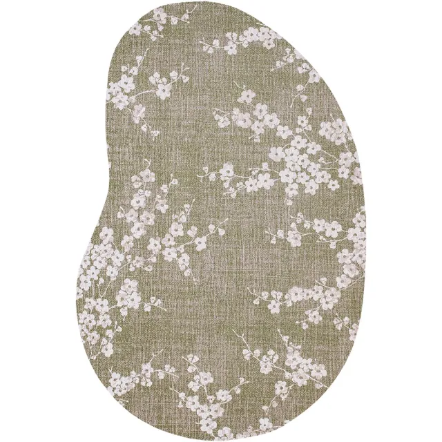 Louis de Poortere Wasbaar Binnen & Buiten Vloerkleed - 170 x 235 cm - Louis De Poortere Sakura Wet Garden - Laagpolig Tapijt - Gerecycled PET - Made in Belgium - Circulair Groen